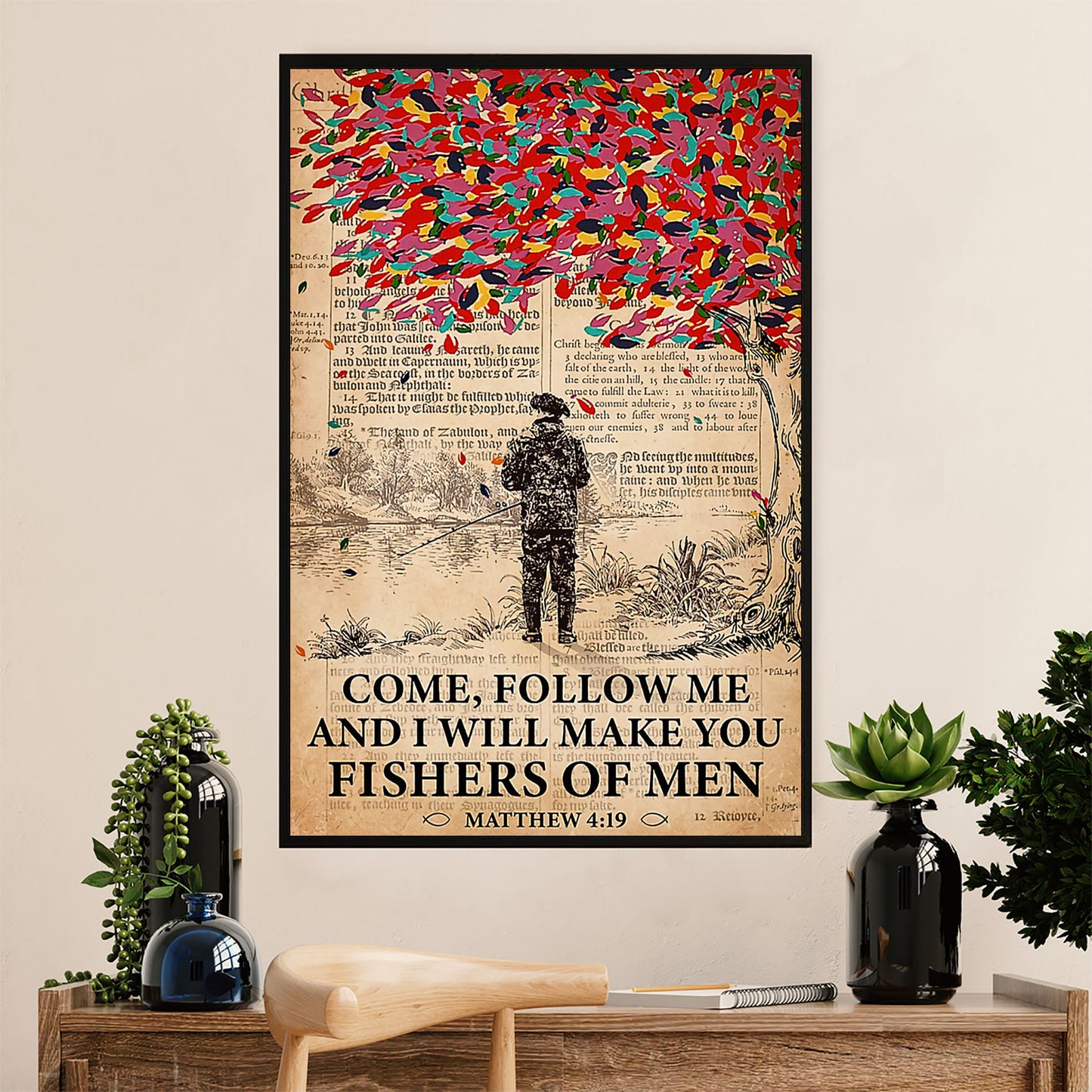 Fishing Poster Room Wall Art Prints | Fishers of Men | Vintage Gift for Fisherman