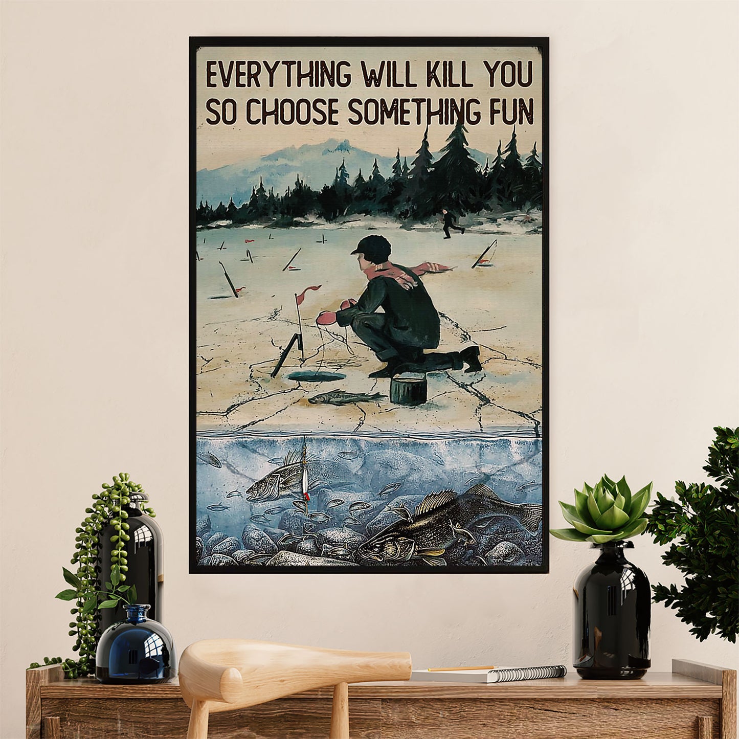 Fishing Poster Room Wall Art Prints | Choose Something Fun | Vintage Gift for Fisherman
