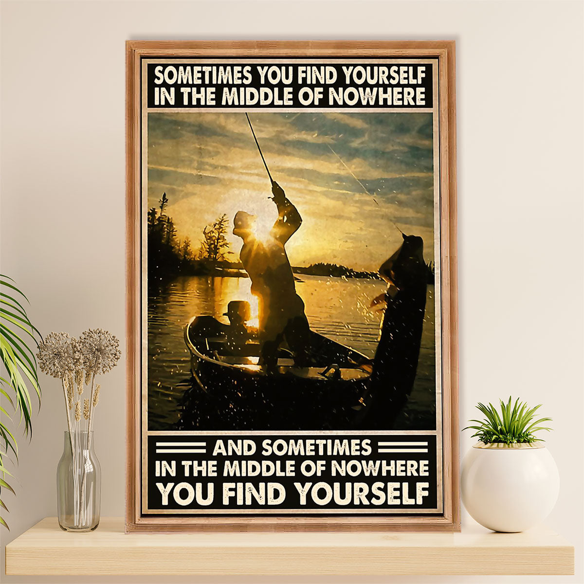 Fishing Poster Room Wall Art Prints | Middle of Nowhere | Vintage Gift for Fisherman