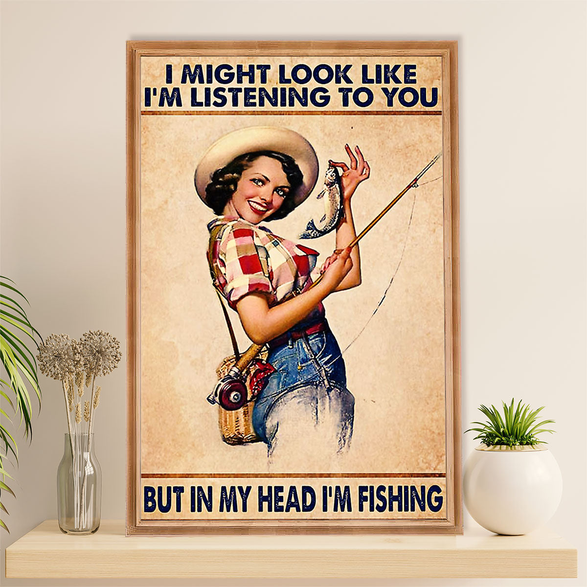 Fishing Poster Room Wall Art Prints | Funny Quote Fishing | Vintage Gift for Fisherman