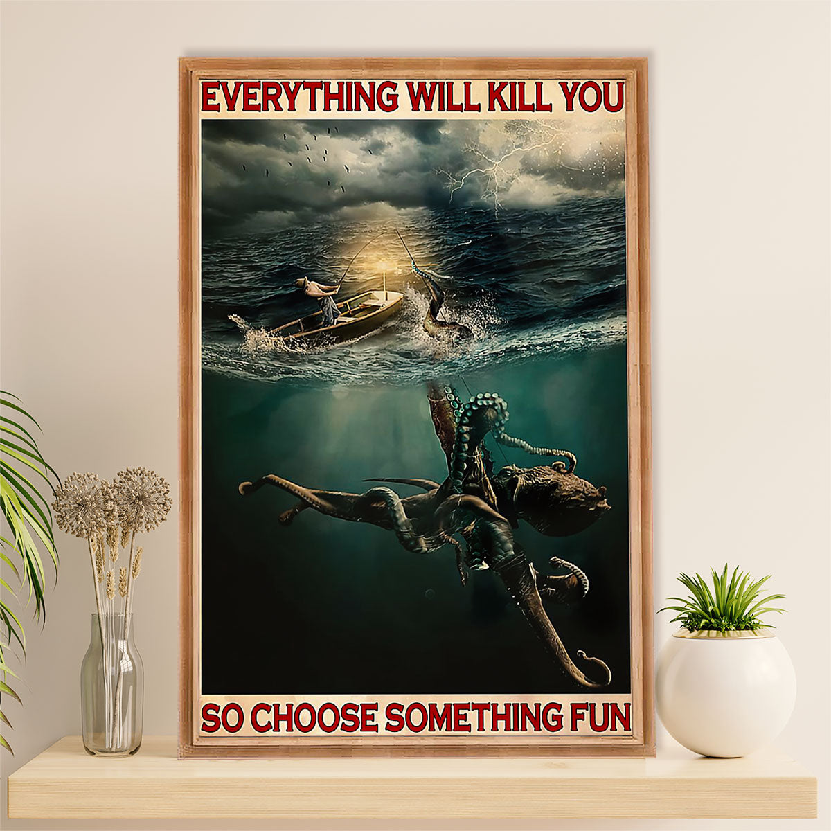 Fishing Poster Room Wall Art Prints | Choose Something Fun | Vintage Gift for Fisherman