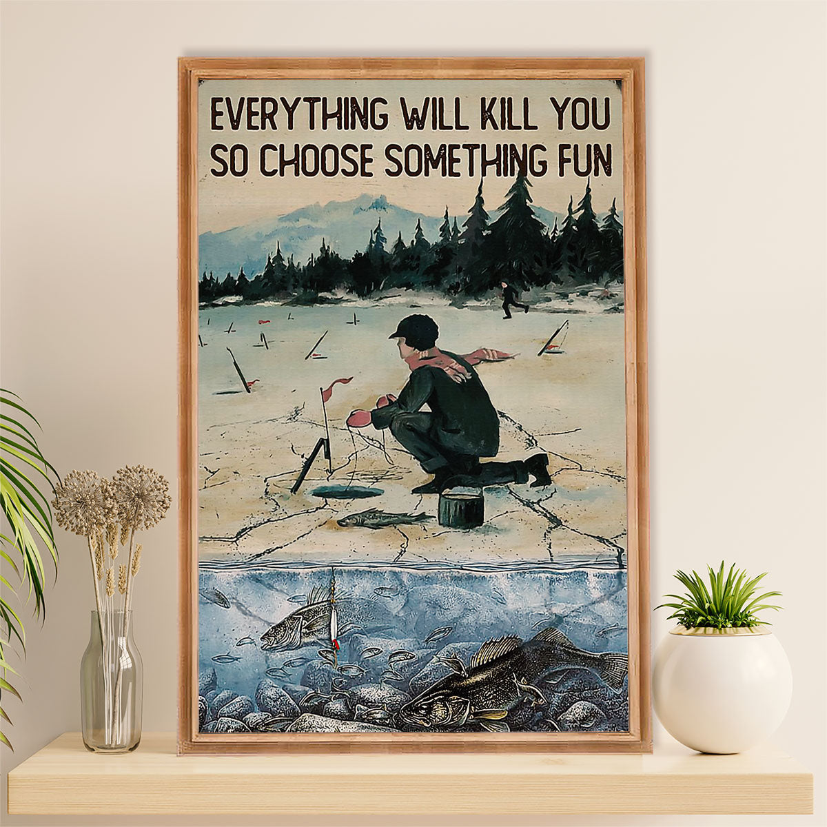 Fishing Poster Room Wall Art Prints | Choose Something Fun | Vintage Gift for Fisherman