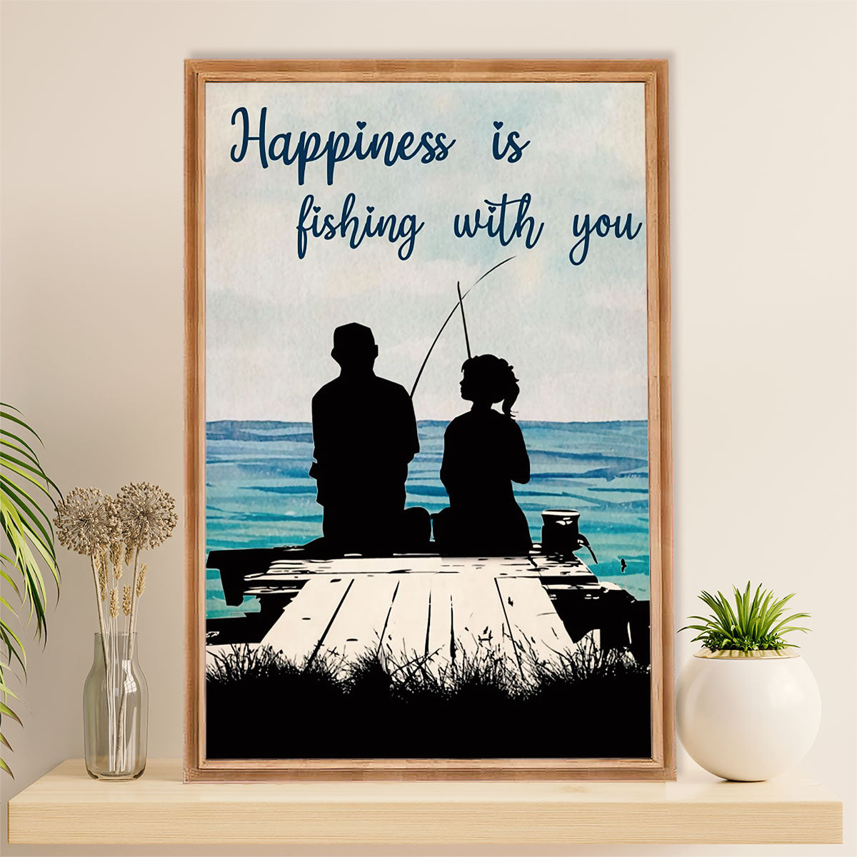 Fishing Poster Room Wall Art Prints | Couple Fishing | Vintage Gift for Fisherman