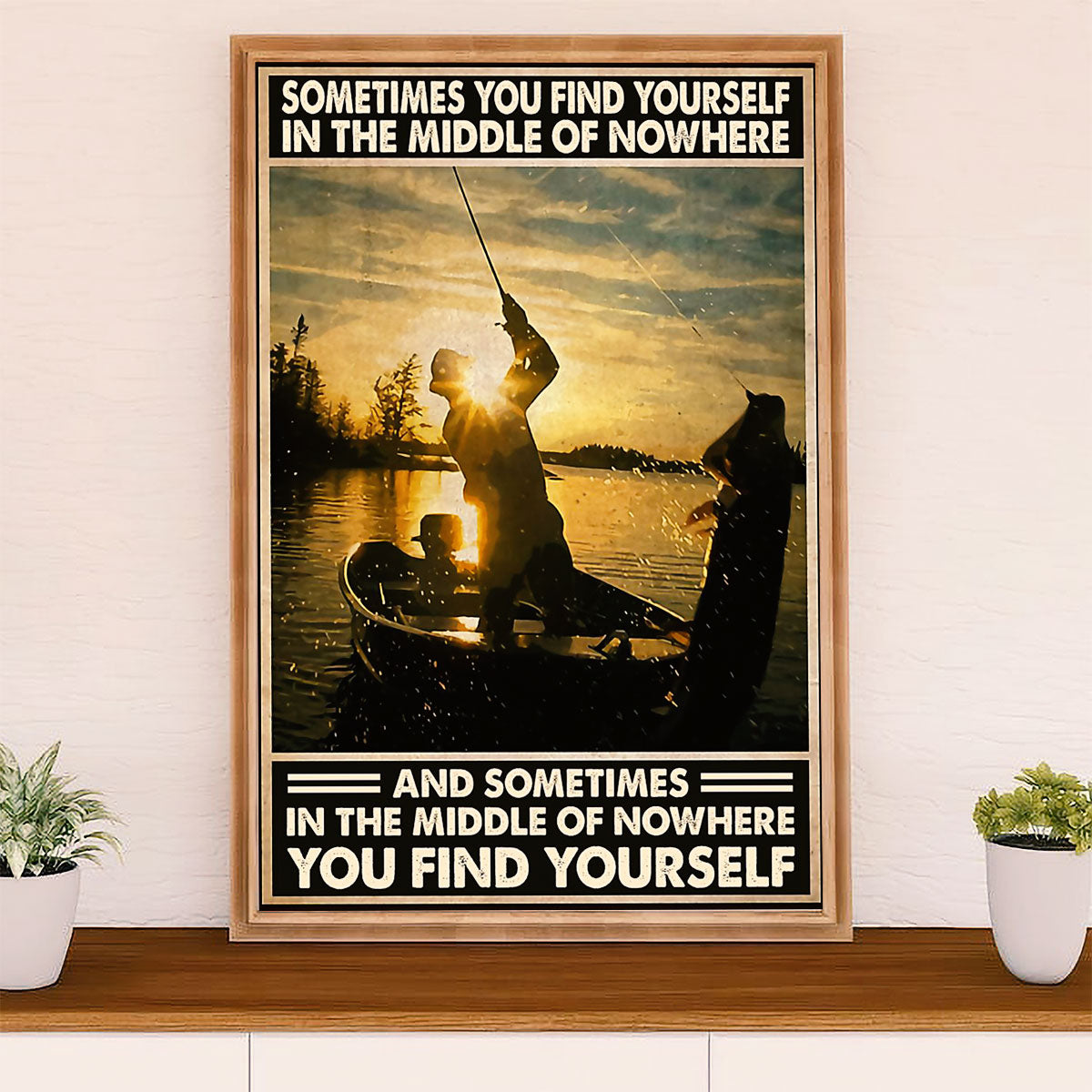 Fishing Poster Room Wall Art Prints | Middle of Nowhere | Vintage Gift for Fisherman