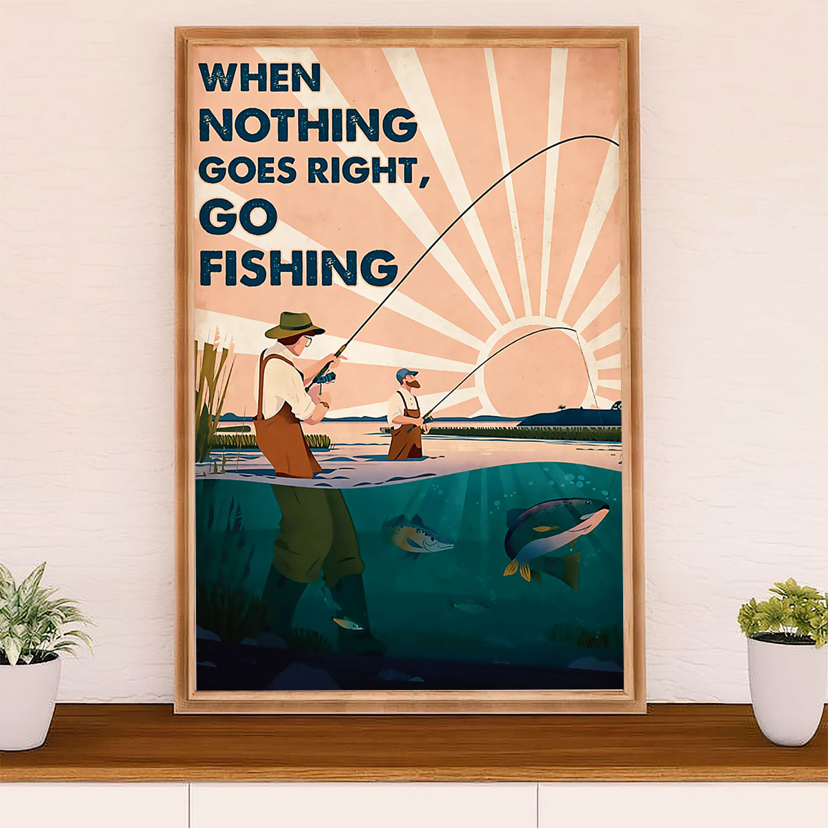 Fishing Poster Room Wall Art Prints | Men Go Fishing | Vintage Gift for Fisherman