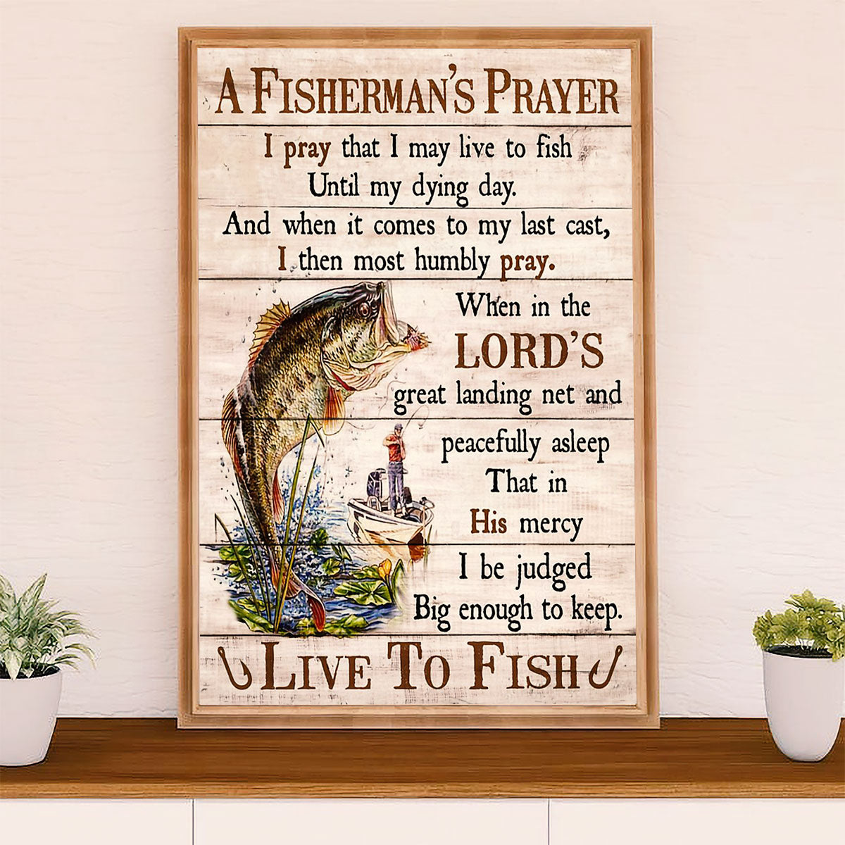 Fishing Poster Room Wall Art Prints | Fisherman's Prayer | Vintage Gift for Fisherman