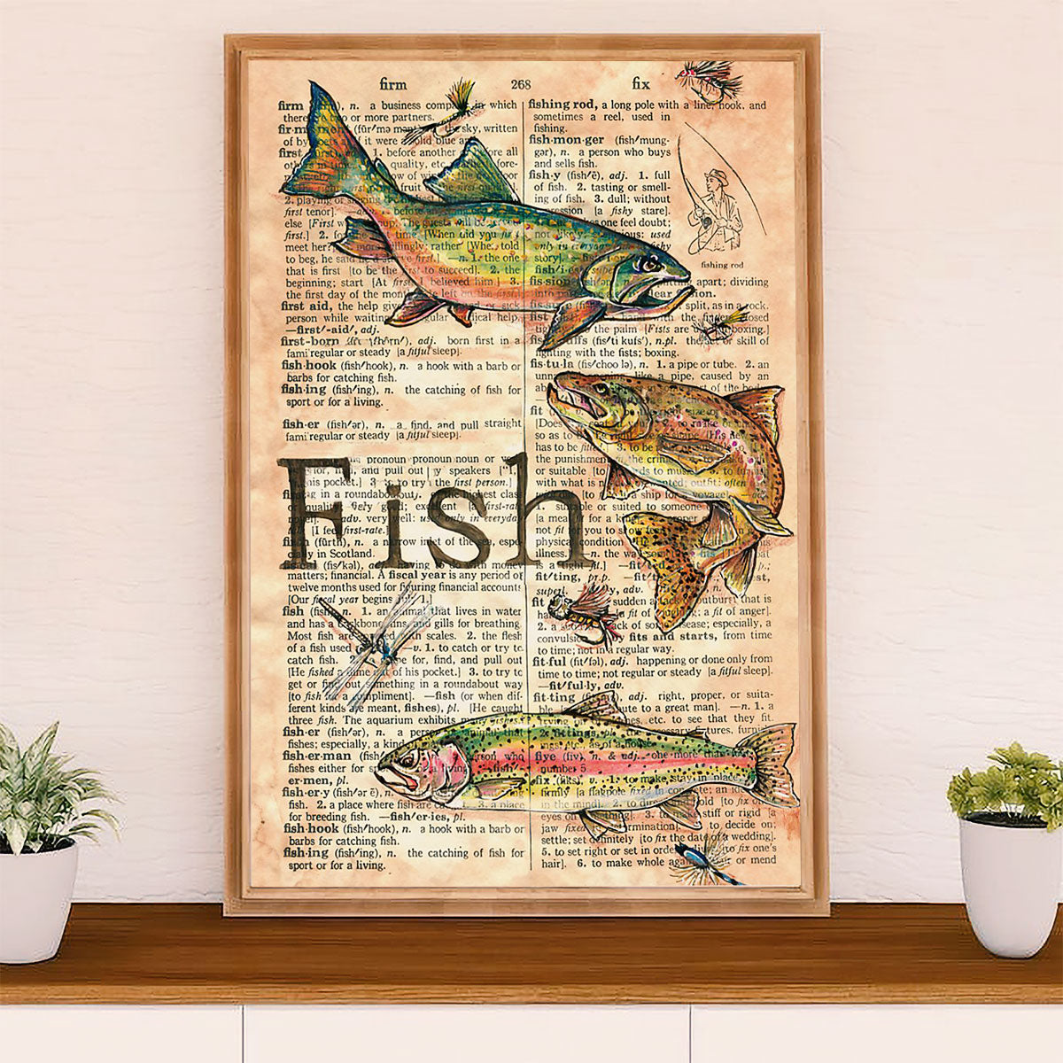Fishing Poster Room Wall Art Prints | Fish Definition | Vintage Gift for Fisherman