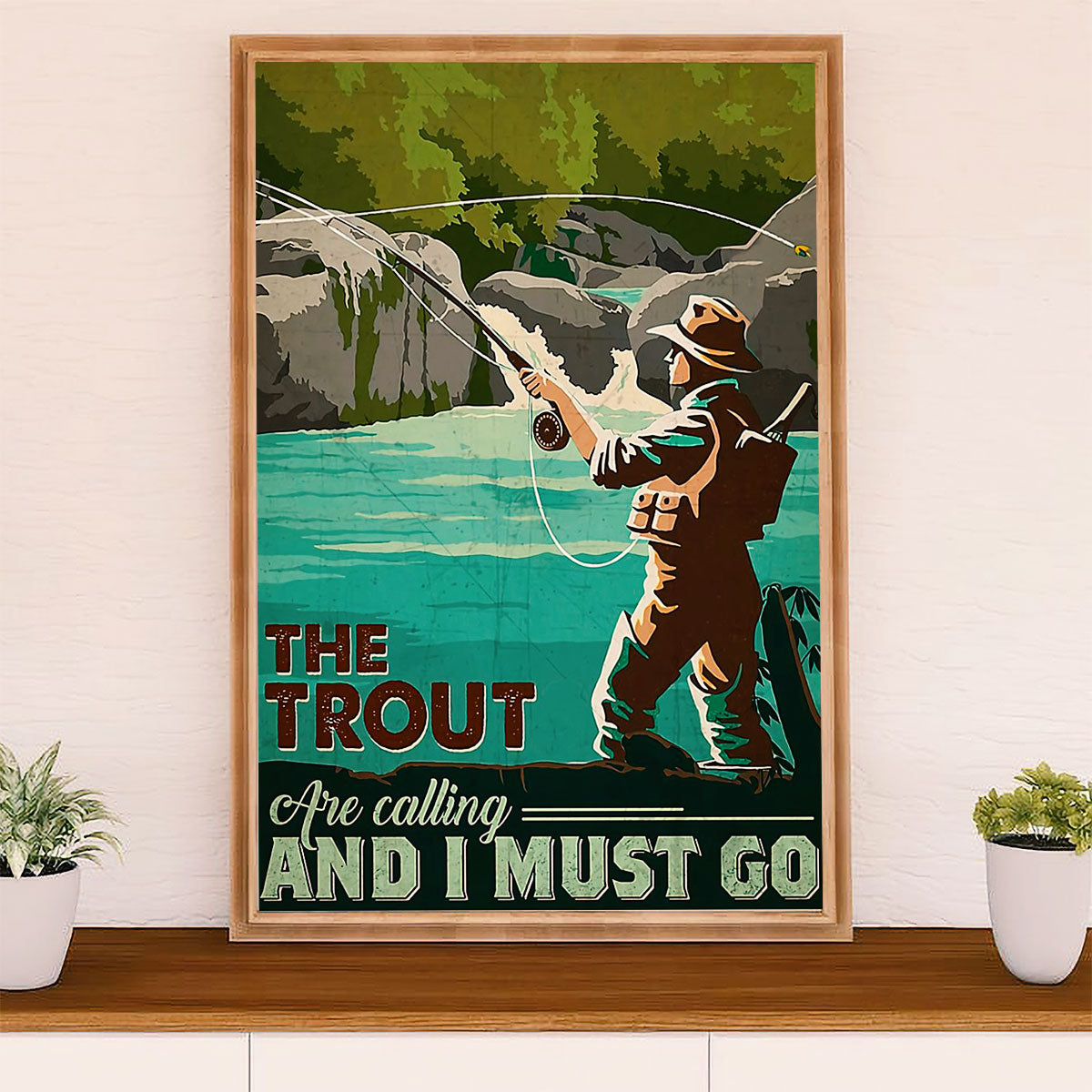 Fishing Poster Room Wall Art Prints | The Trout Are Calling | Vintage Gift for Fisherman