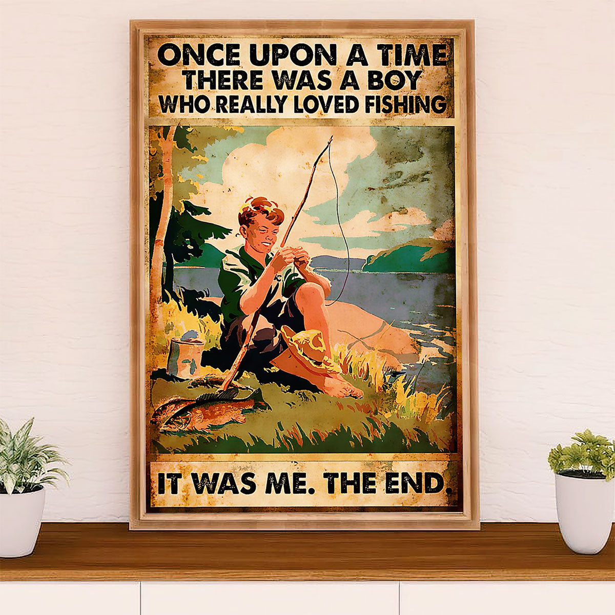 Fishing Poster Room Wall Art Prints | Boy Loved Fishing | Vintage Gift for Fisherman