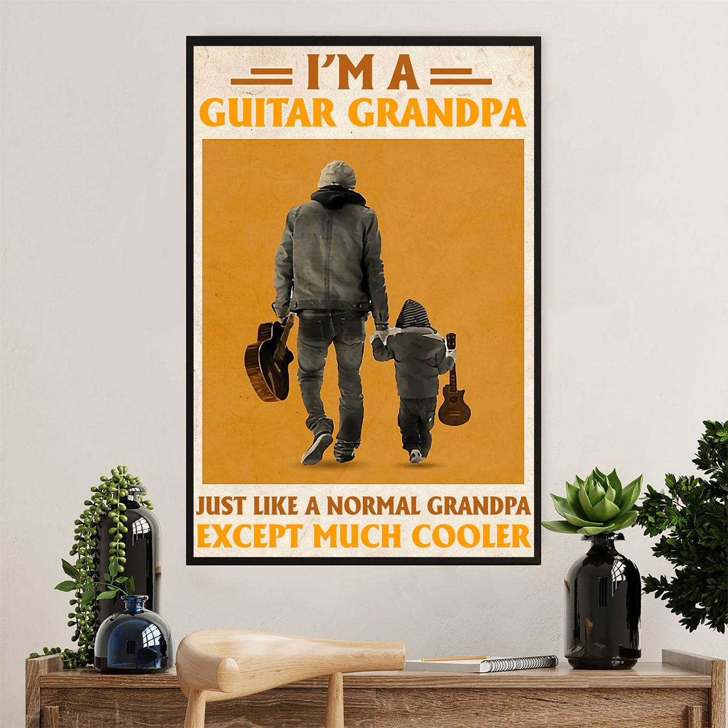 Music Guitar Poster Prints | Guitar Grandpa | Wall Art Gift for Guitarist