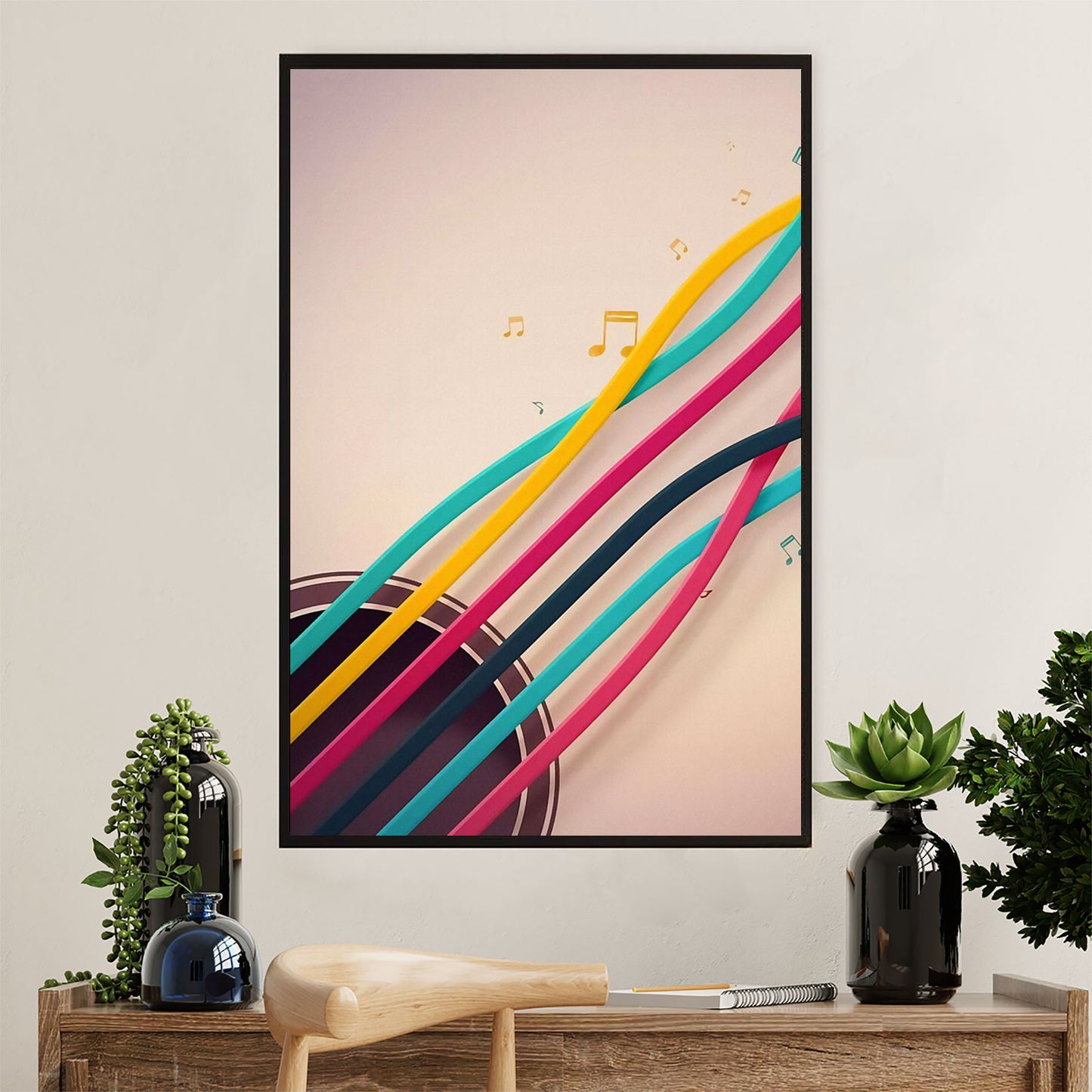 Music Guitar Poster Prints | Colorful Strings | Wall Art Gift for Guitarist