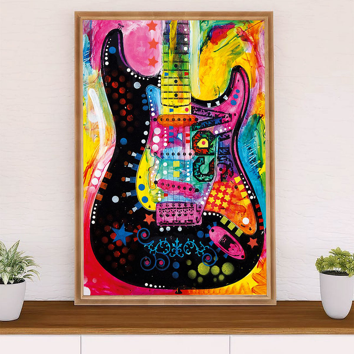 Music Guitar Poster Prints | Colorful Electric Guitar | Wall Art Gift for Guitarist