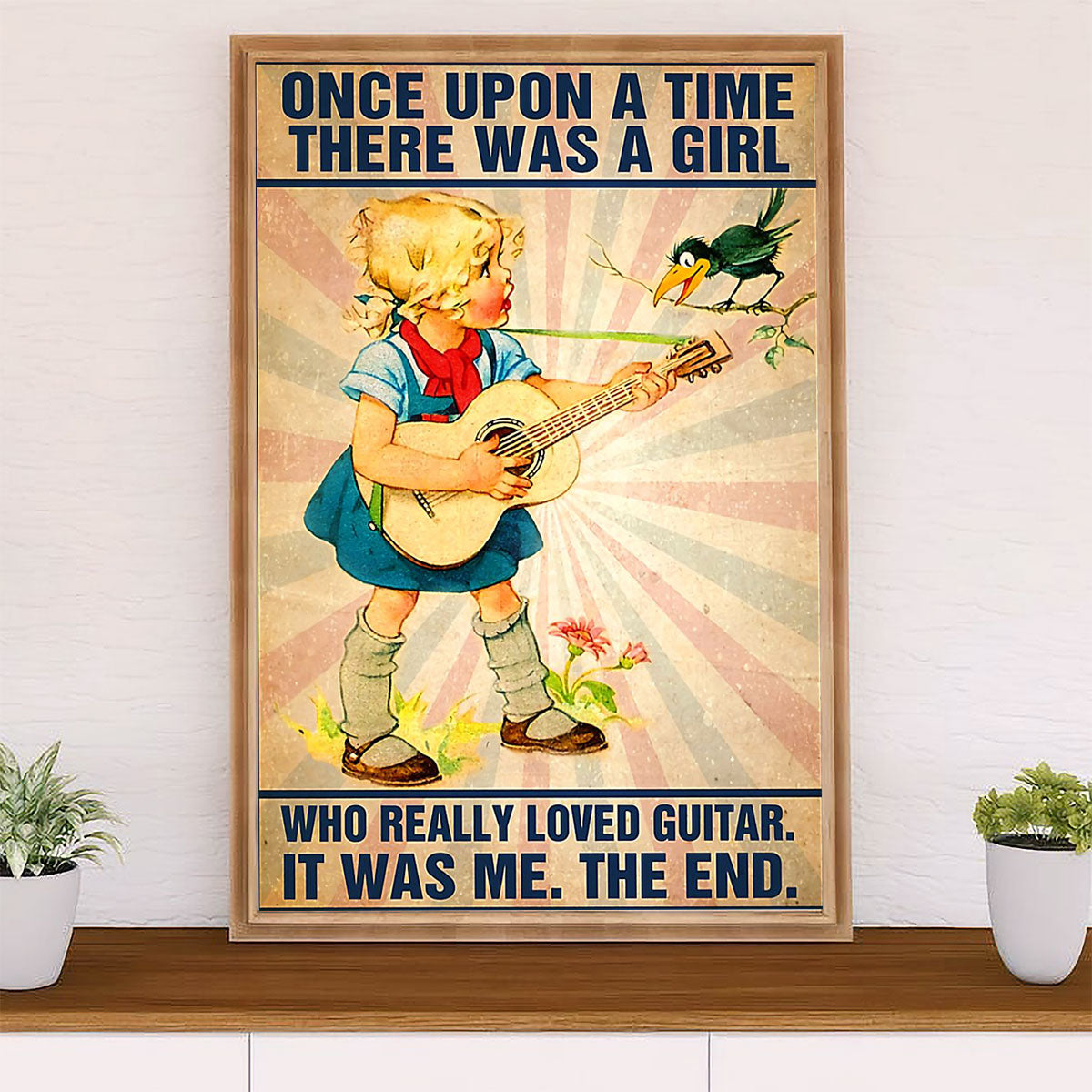 Music Guitar Poster Prints | Girl Loves Guitar | Wall Art Gift for Guitarist