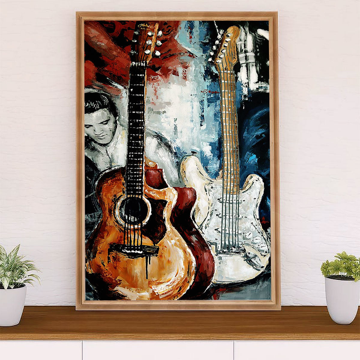 Music Guitar Poster Prints | Guitarist Plays Guitar Painting | Wall Art Gift for Guitarist