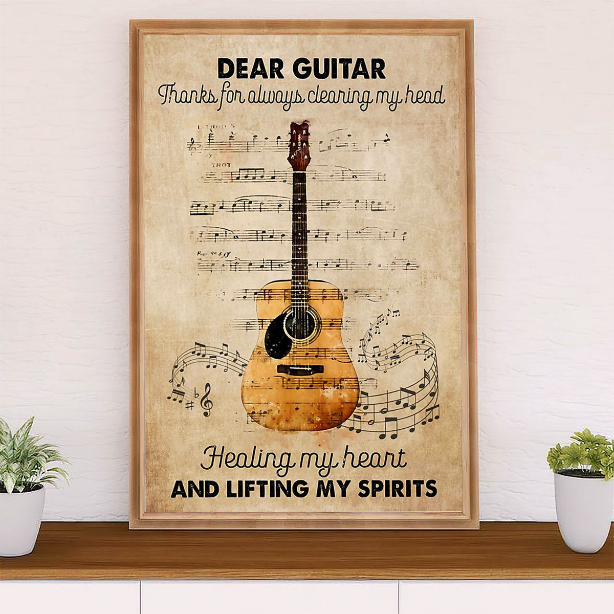 Music Guitar Poster Prints | Dear Guitar | Wall Art Gift for Guitarist