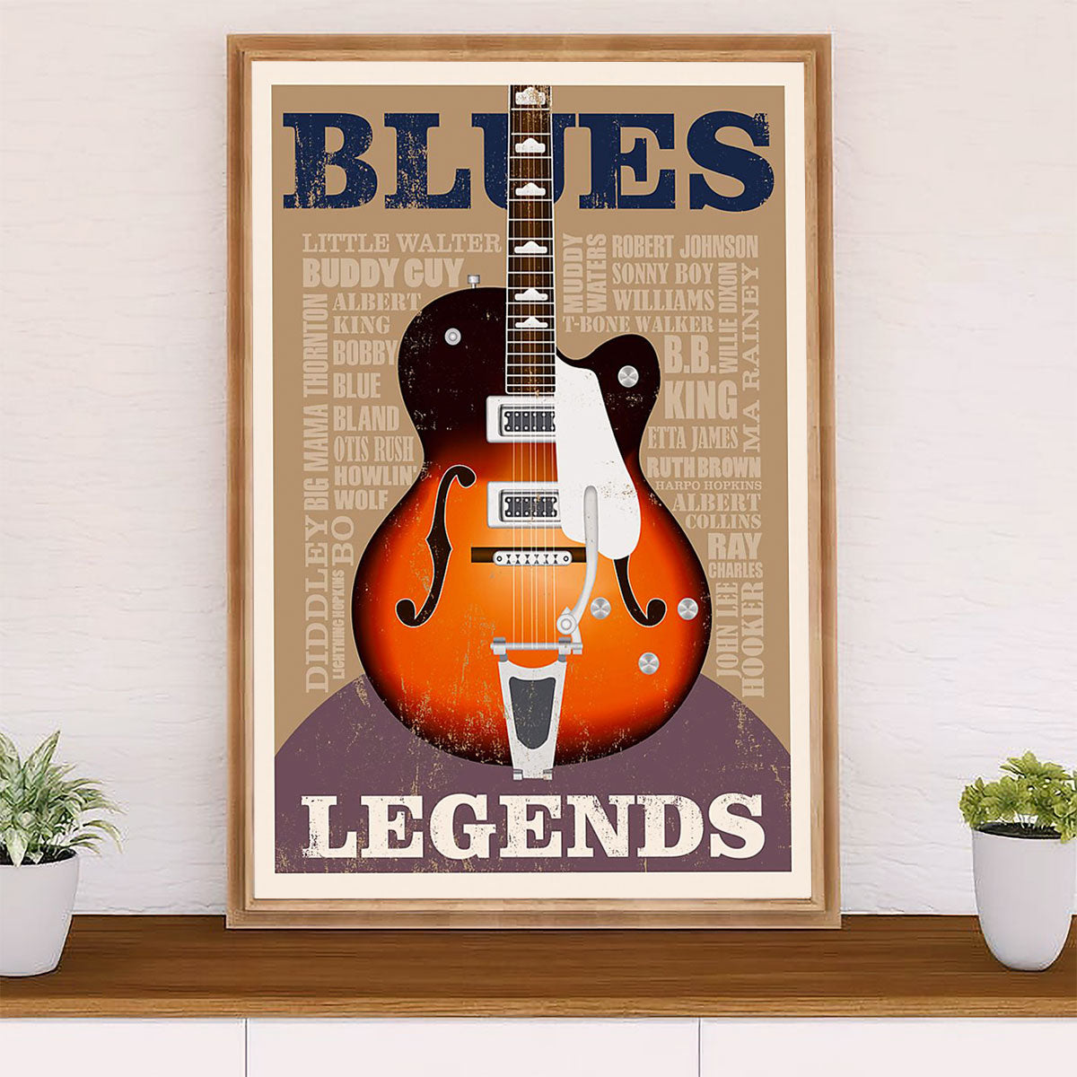 Music Guitar Poster Prints | Blues Legends Electric Guitar | Wall Art Gift for Guitarist