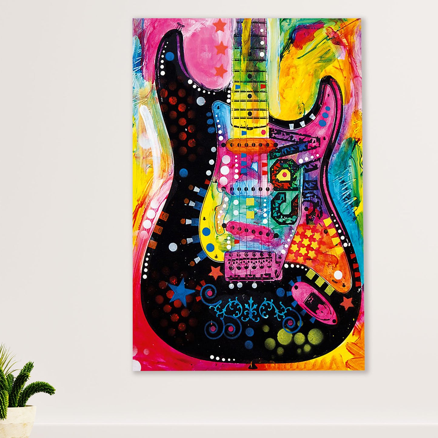 Music Guitar Poster Prints | Colorful Electric Guitar | Wall Art Gift for Guitarist