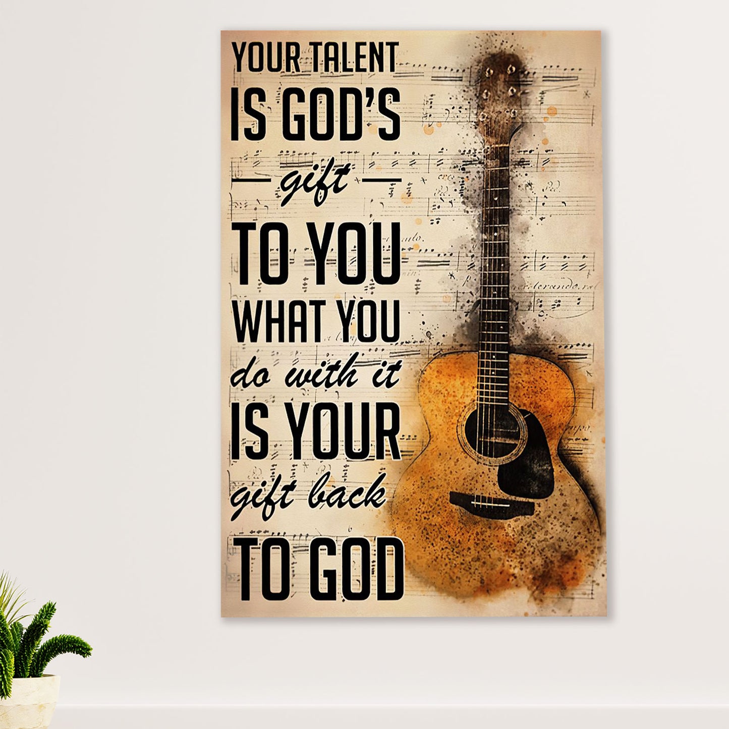 Music Guitar Poster Prints | God's Gift | Wall Art Gift for Guitarist
