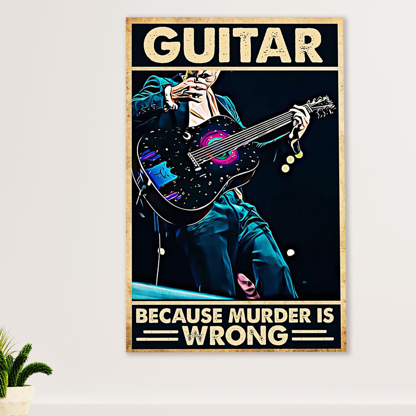 Music Guitar Poster Prints | Murder Is Wrong | Wall Art Gift for Guitarist