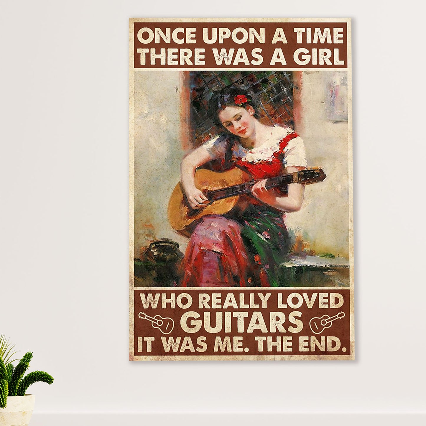 Music Guitar Poster Prints | Girl Loved Guitars | Wall Art Gift for Guitarist