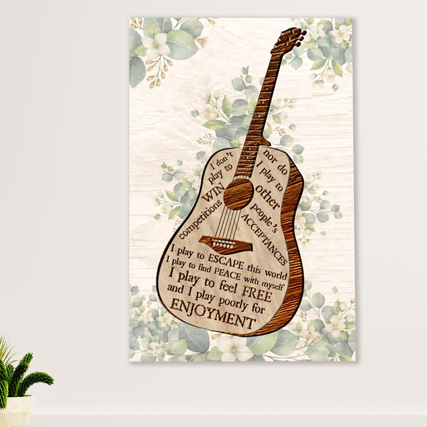 Music Guitar Poster Prints | Inspirational Quotes | Wall Art Gift for Guitarist