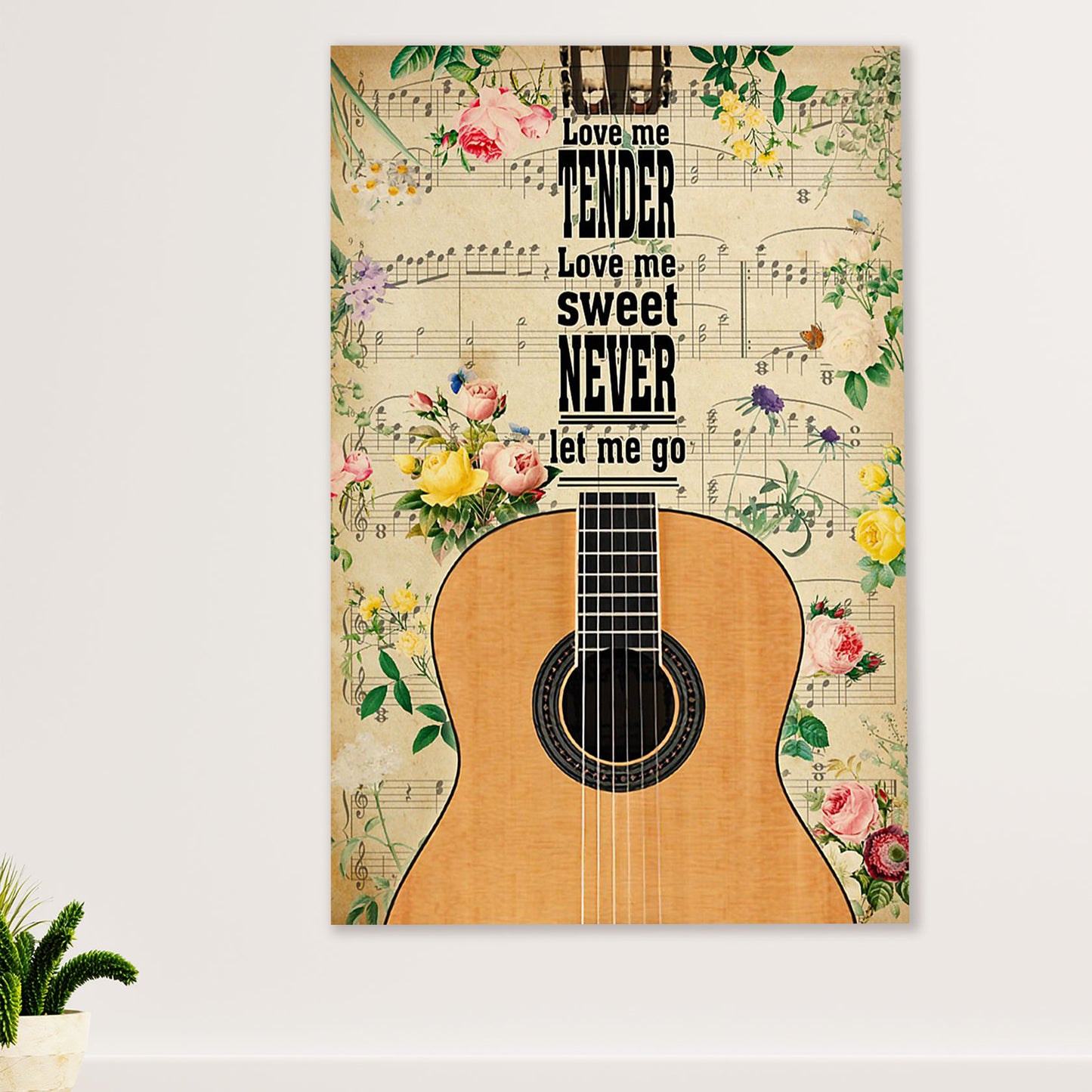 Music Guitar Poster Prints | Never Let Me Go | Wall Art Gift for Guitarist