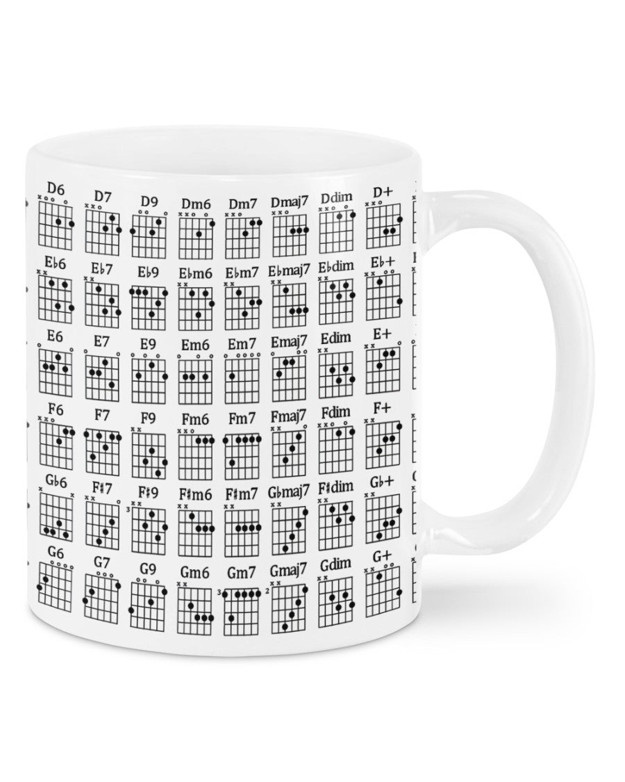 Guitar Coffee Mug | Guitar Chords | Drinkware Gift for Guitarist