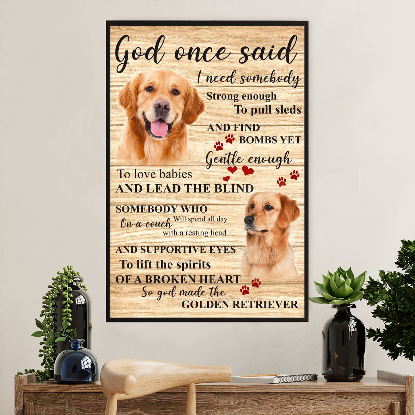 Golden Retriever Canvas Wall Art | God Once Said | Home Décor Gift for Dog Puppies Lover