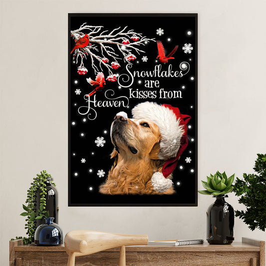 Golden Retriever Canvas Wall Art | Snowflakes Are Kisses From Heaven | Home Décor Gift for Dog Puppies Lover