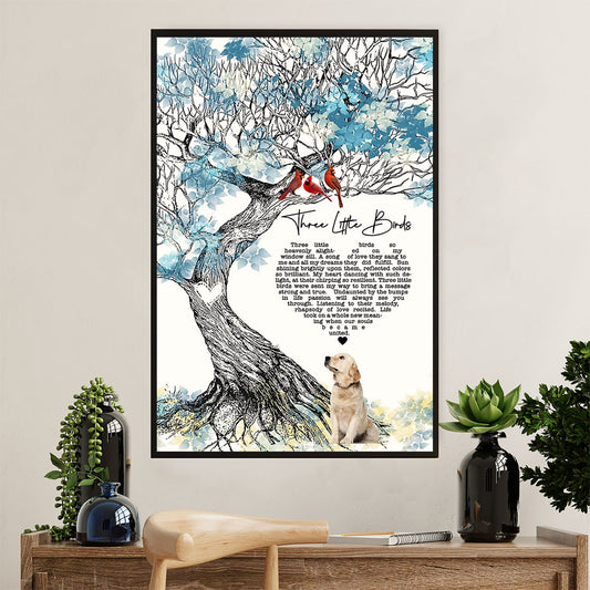 Golden Retriever Canvas Wall Art | Three Cardinals & Dog | Home Décor Gift for Dog Puppies Lover