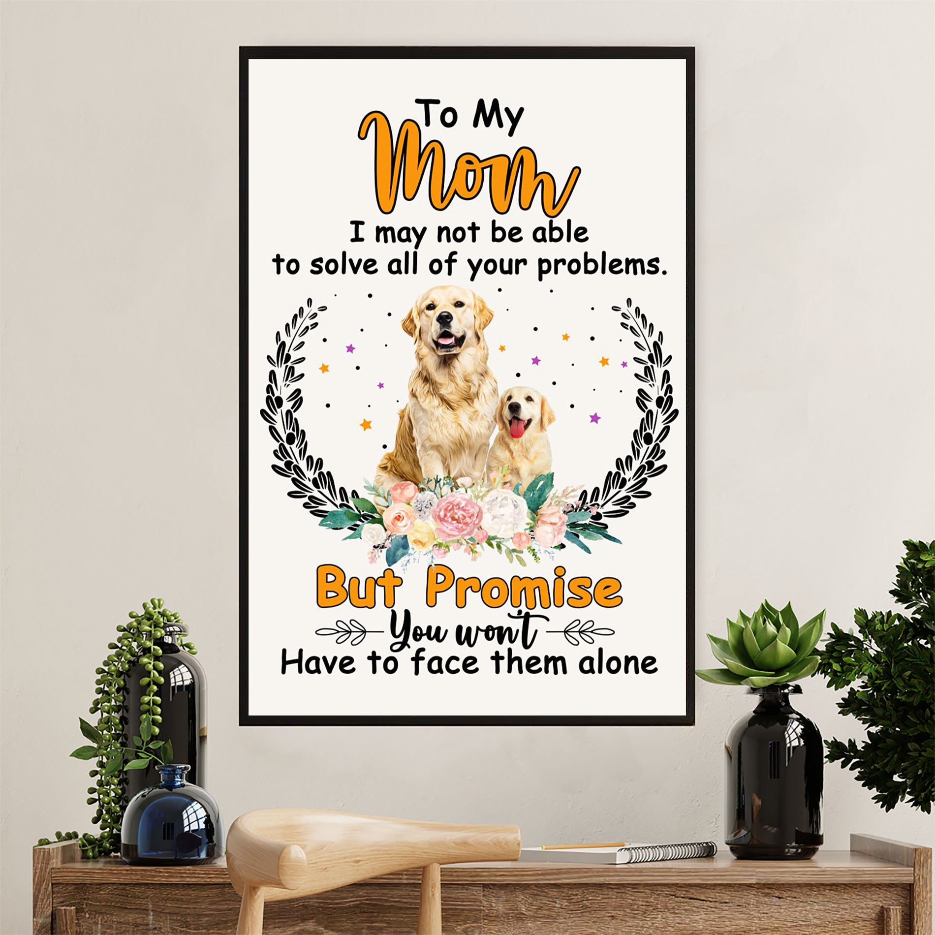 Golden Retriever Canvas Wall Art | From Dog To Mom | Home Décor Gift for Dog Puppies Lover