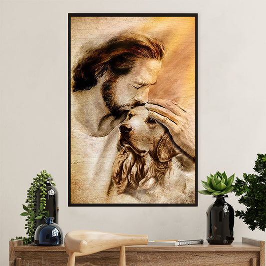 Golden Retriever Canvas Wall Art | Jesus Chrisit & Dog | Home Décor Gift for Dog Puppies Lover