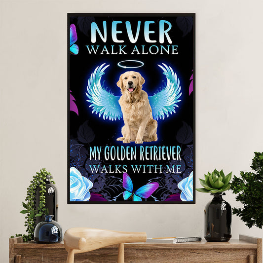 Golden Retriever Canvas Wall Art | Never Walk Alone & Dog Memorial | Home Décor Gift for Dog Puppies Lover
