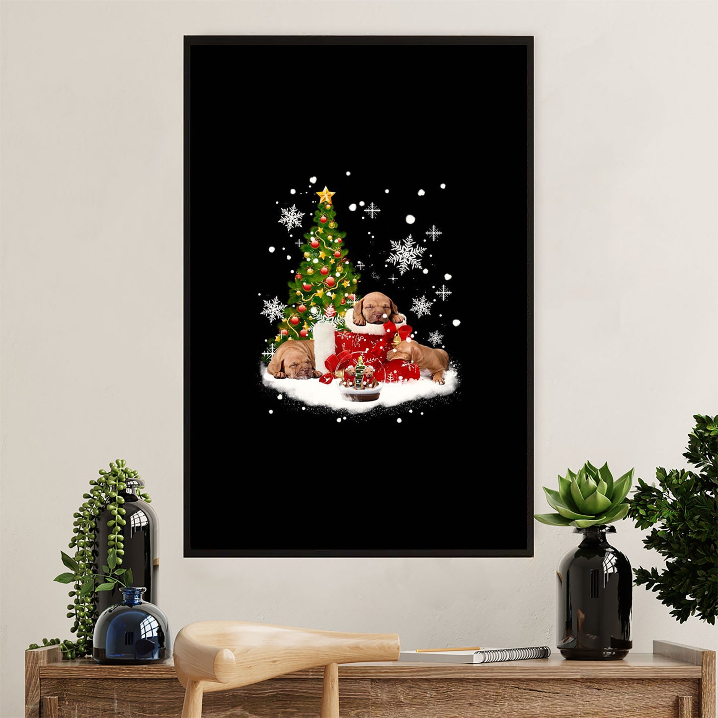 Golden Retriever Canvas Wall Art | Christmas Tree | Home Décor Gift for Dog Puppies Lover