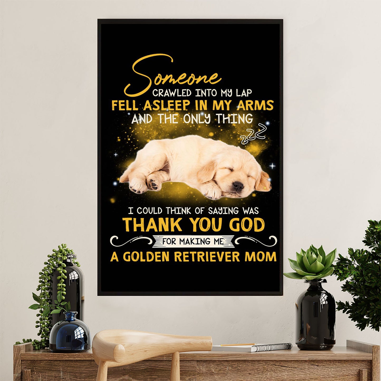 Golden Retriever Canvas Wall Art | From Dog to Mom | Home Décor Gift for Dog Puppies Lover