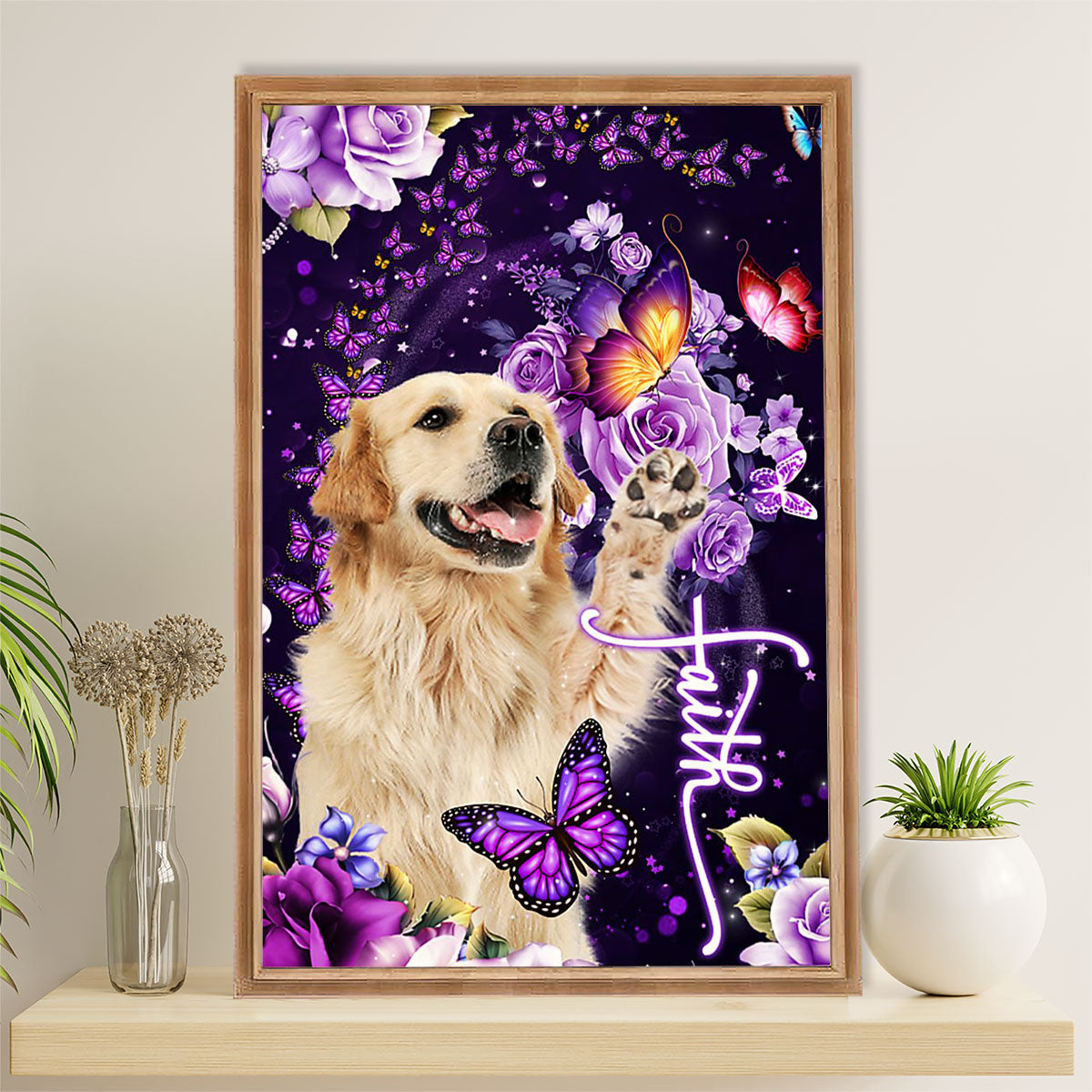 Golden Retriever Poster | Dog Paws | Wall Art Gift for Dog Puppies Lover