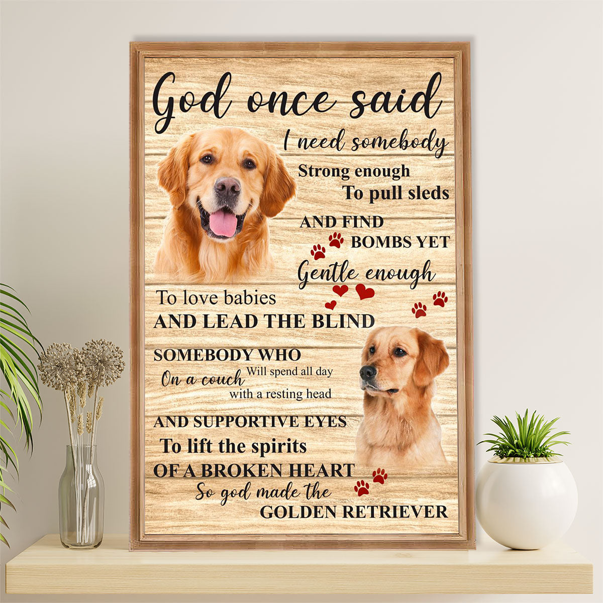 Golden Retriever Poster | God Once Said | Wall Art Gift for Dog Puppies Lover