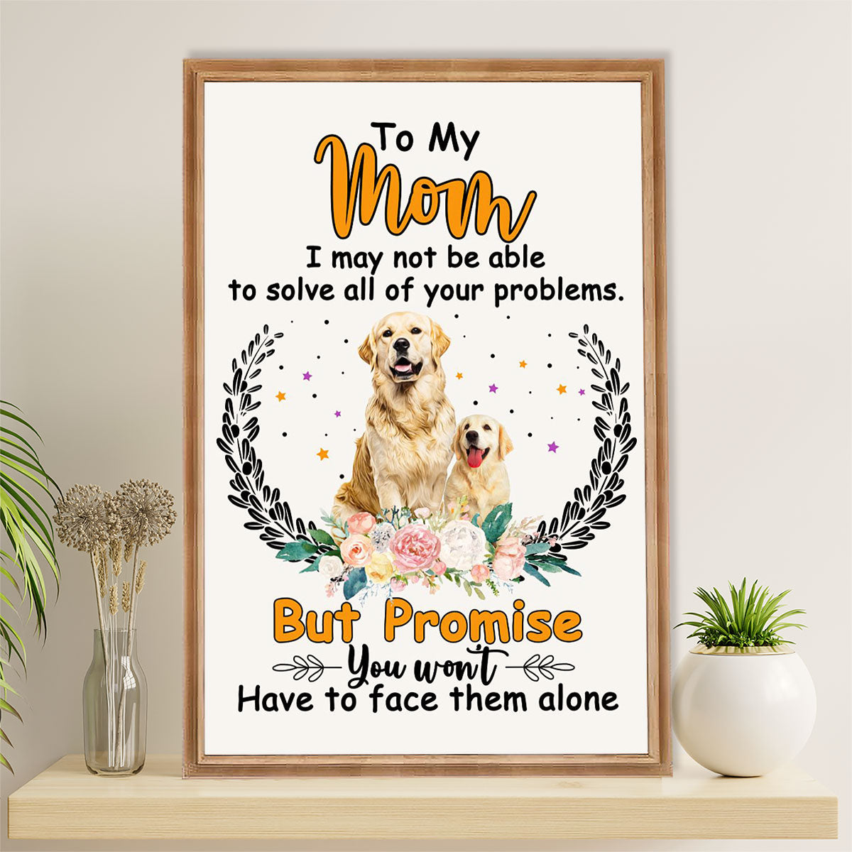 Golden Retriever Canvas Wall Art | From Dog To Mom | Home Décor Gift for Dog Puppies Lover