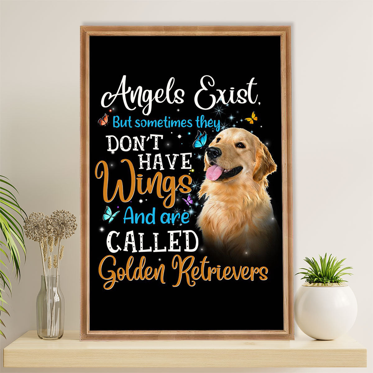 Golden Retriever Canvas Wall Art | Dog Angels | Home Décor Gift for Dog Puppies Lover