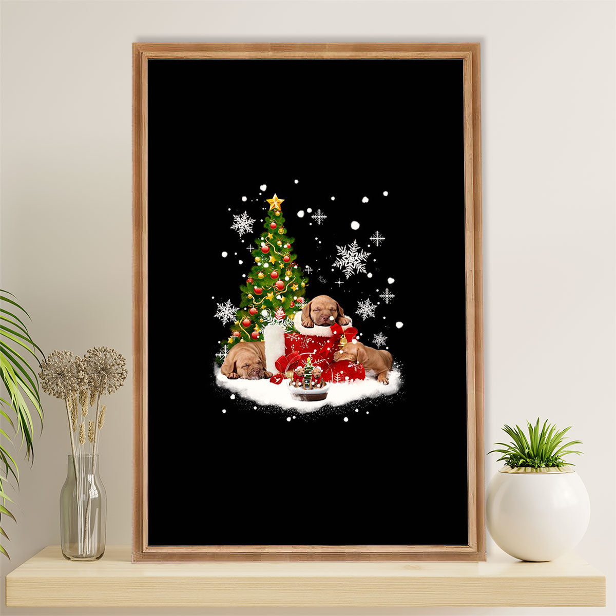 Golden Retriever Canvas Wall Art | Christmas Tree | Home Décor Gift for Dog Puppies Lover