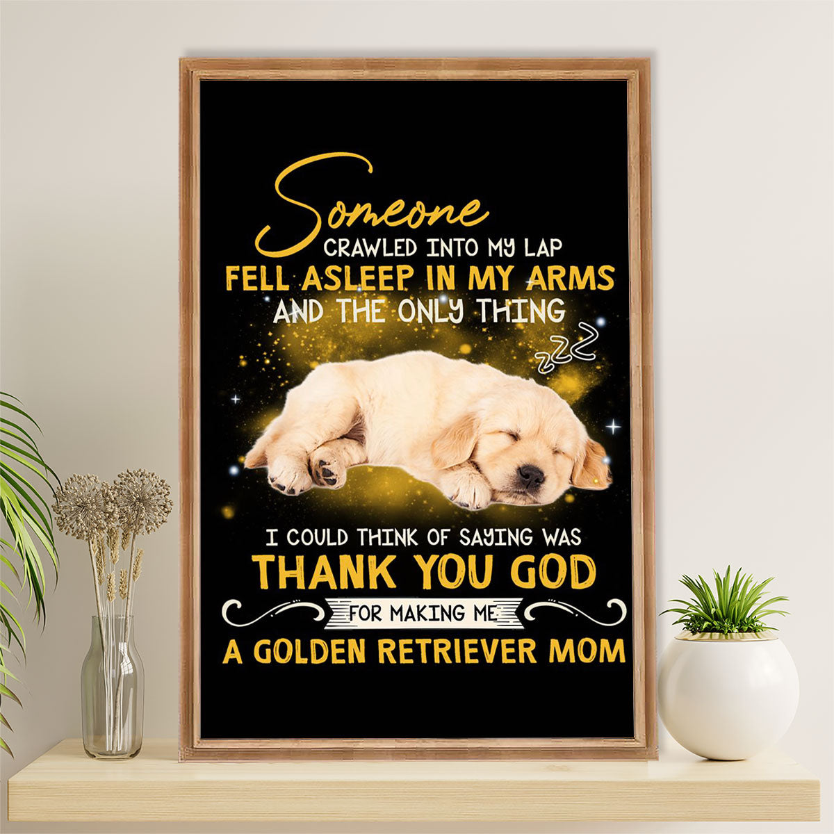 Golden Retriever Canvas Wall Art | From Dog to Mom | Home Décor Gift for Dog Puppies Lover