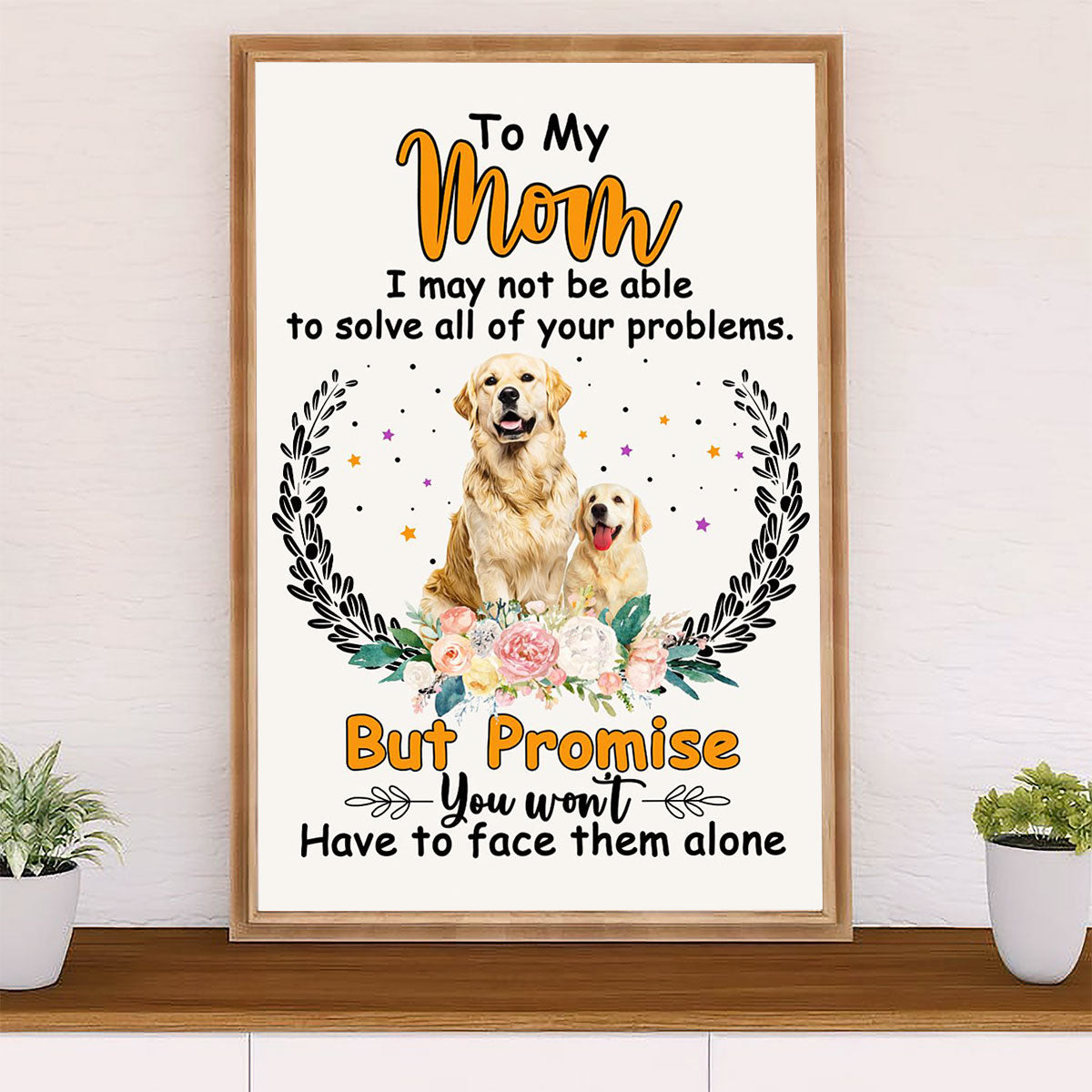Golden Retriever Canvas Wall Art | From Dog To Mom | Home Décor Gift for Dog Puppies Lover