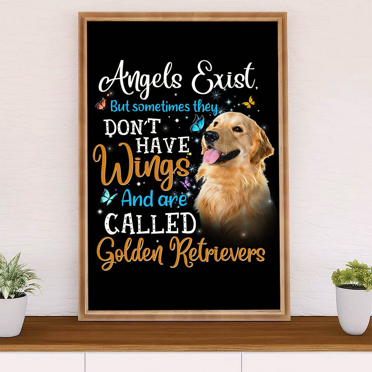 Golden Retriever Canvas Wall Art | Dog Angels | Home Décor Gift for Dog Puppies Lover