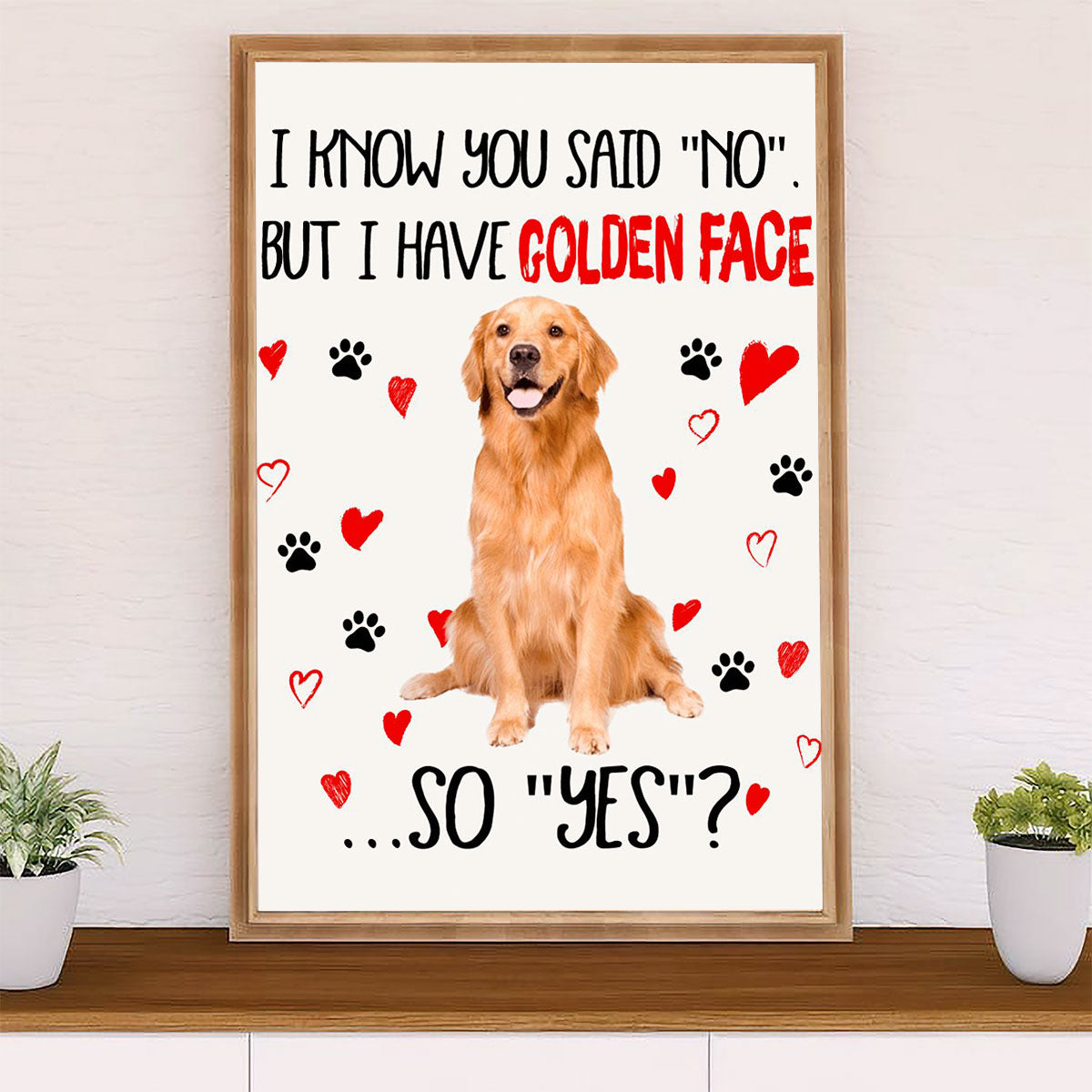 Golden Retriever Canvas Wall Art | Golden Face | Home Décor Gift for Dog Puppies Lover