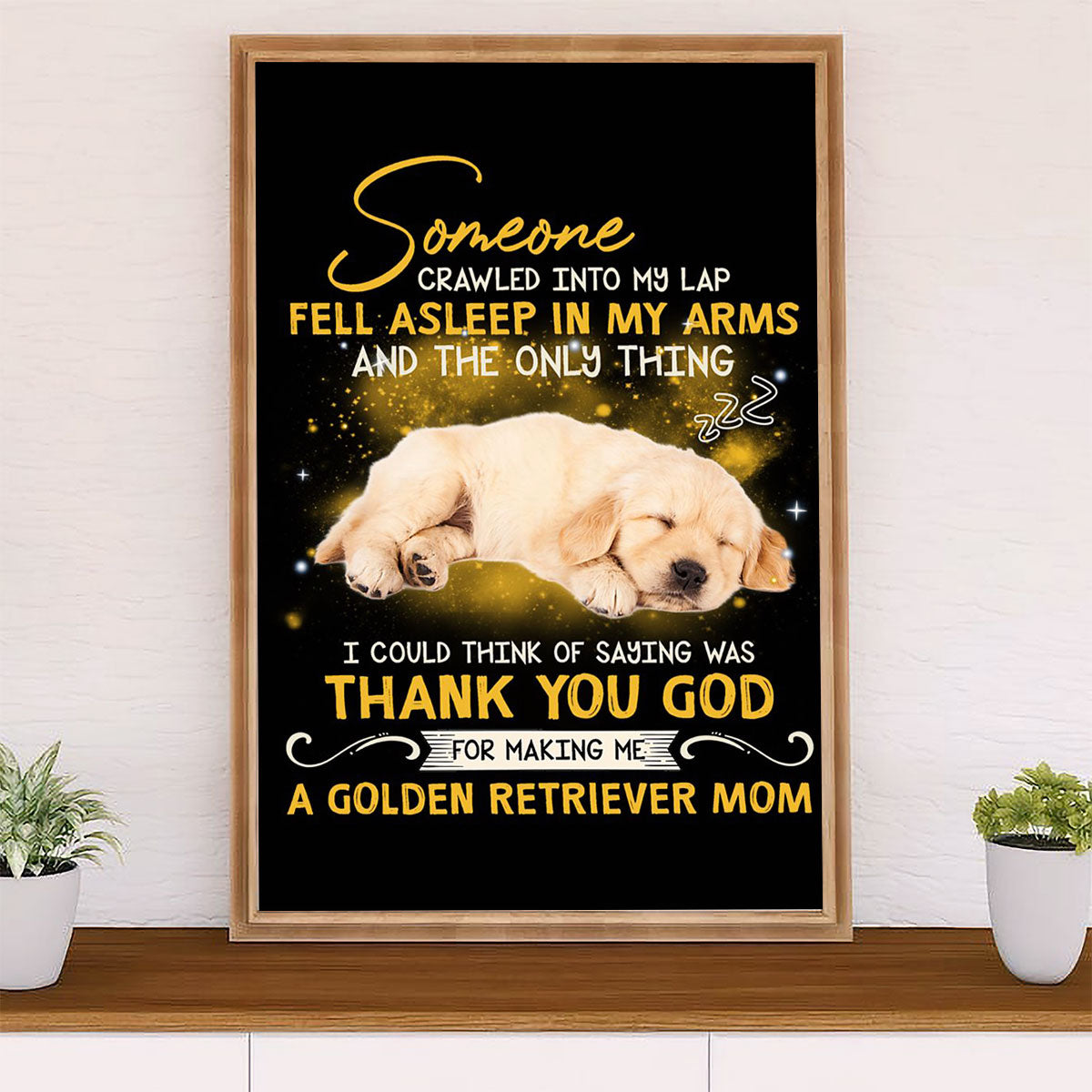 Golden Retriever Canvas Wall Art | From Dog to Mom | Home Décor Gift for Dog Puppies Lover