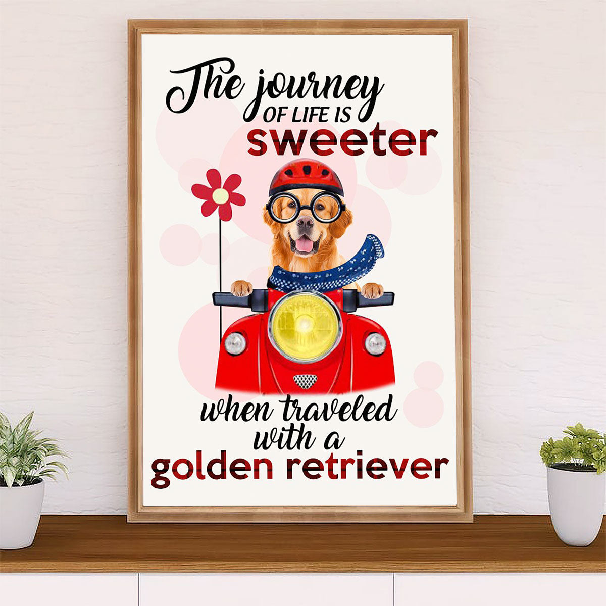 Golden Retriever Canvas Wall Art | Travel With A Golden Retriever | Home Décor Gift for Dog Puppies Lover