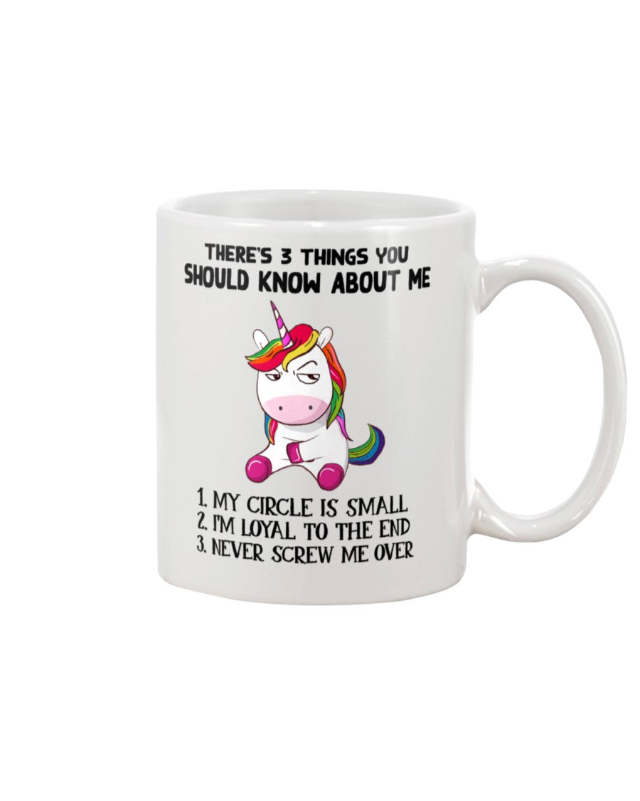 Funny Coffee Mug | Unicorn 3 Things You Should Know About Me | Funny Badass Quotes Drinkware Gift
