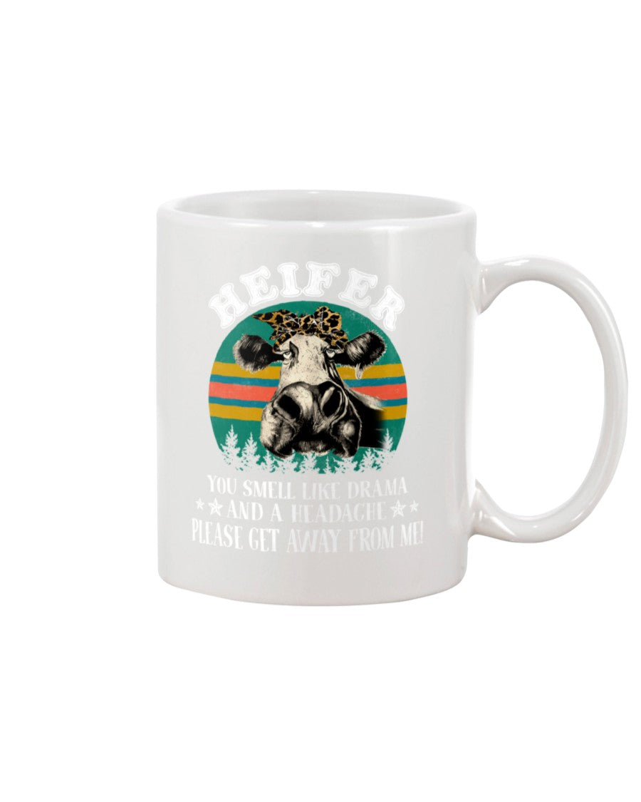 Funny Coffee Mug | Heifer Smell Like Drama | Funny Badass Quotes Drinkware Gift
