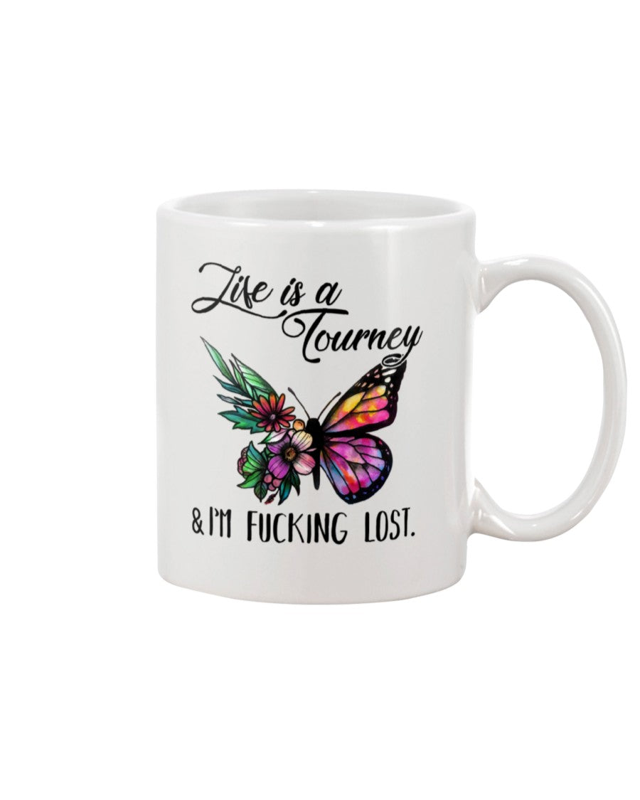 Funny Coffee Mug | Butterfly Life Is A Journey | Funny Badass Quotes Drinkware Gift