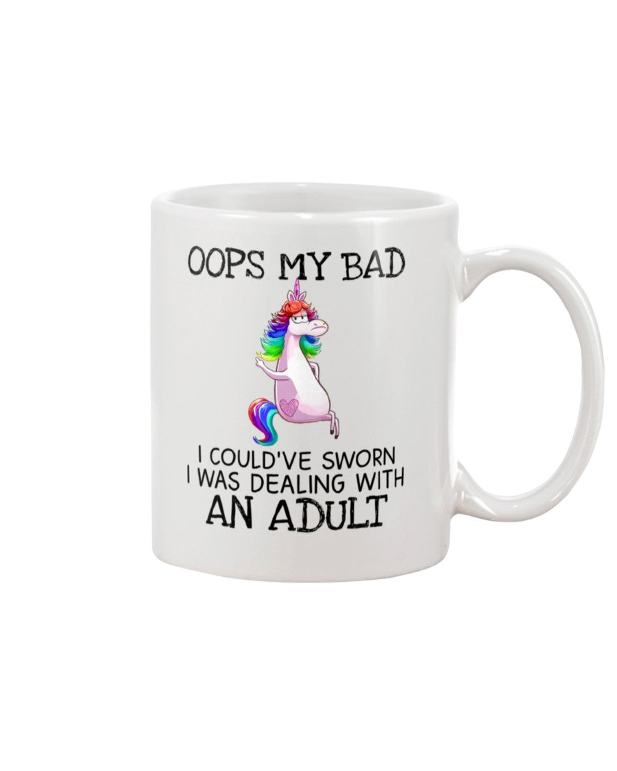 Funny Coffee Mug | Unicorn Dealing With An Adult | Funny Badass Quotes Drinkware Gift